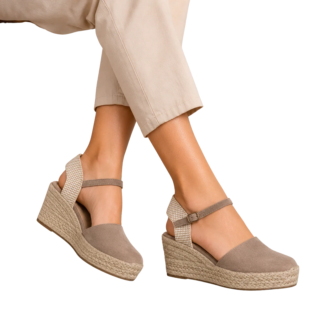 MUJER  ESPARTO CUÑA BEIGE