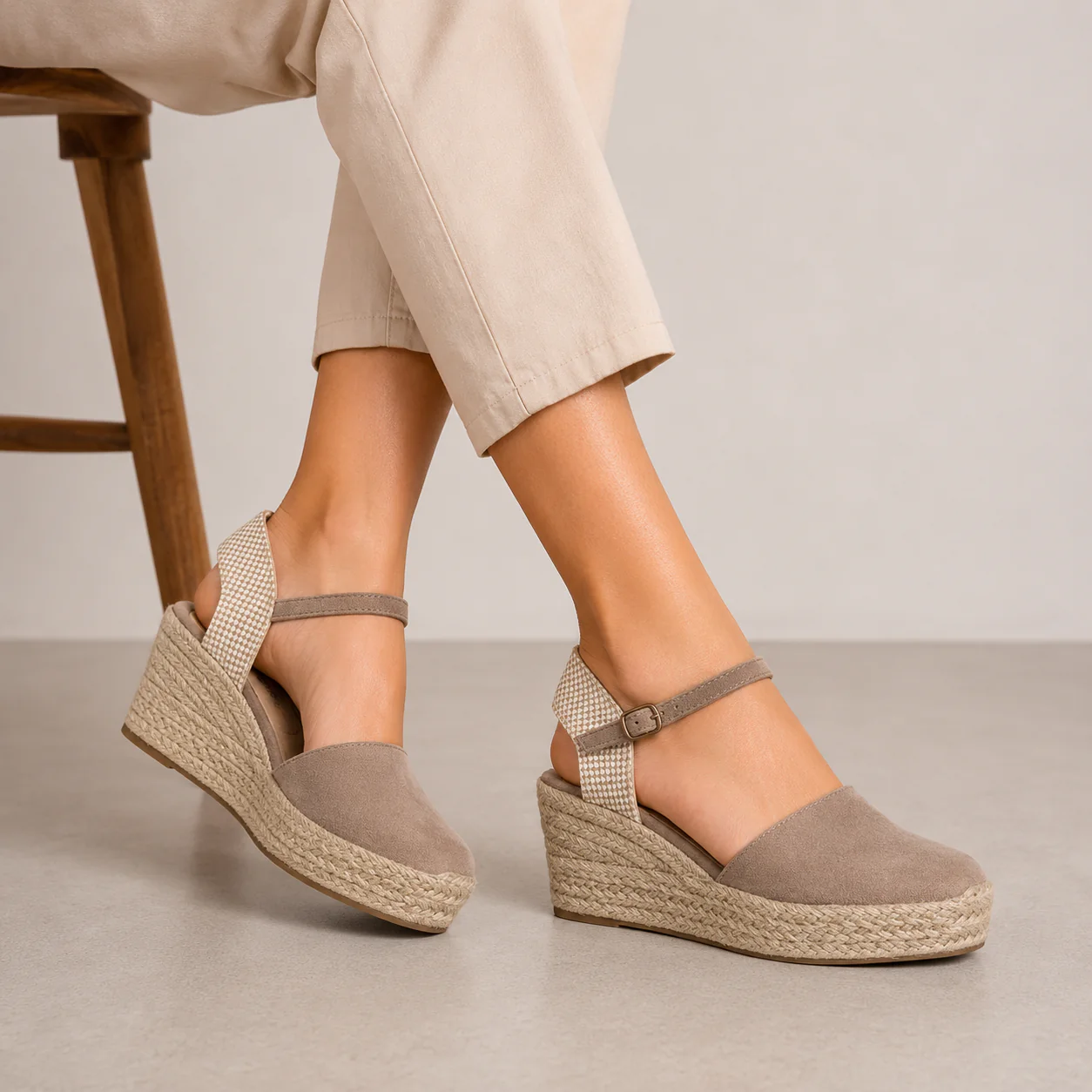 MUJER  ESPARTO CUÑA BEIGE - Image 2