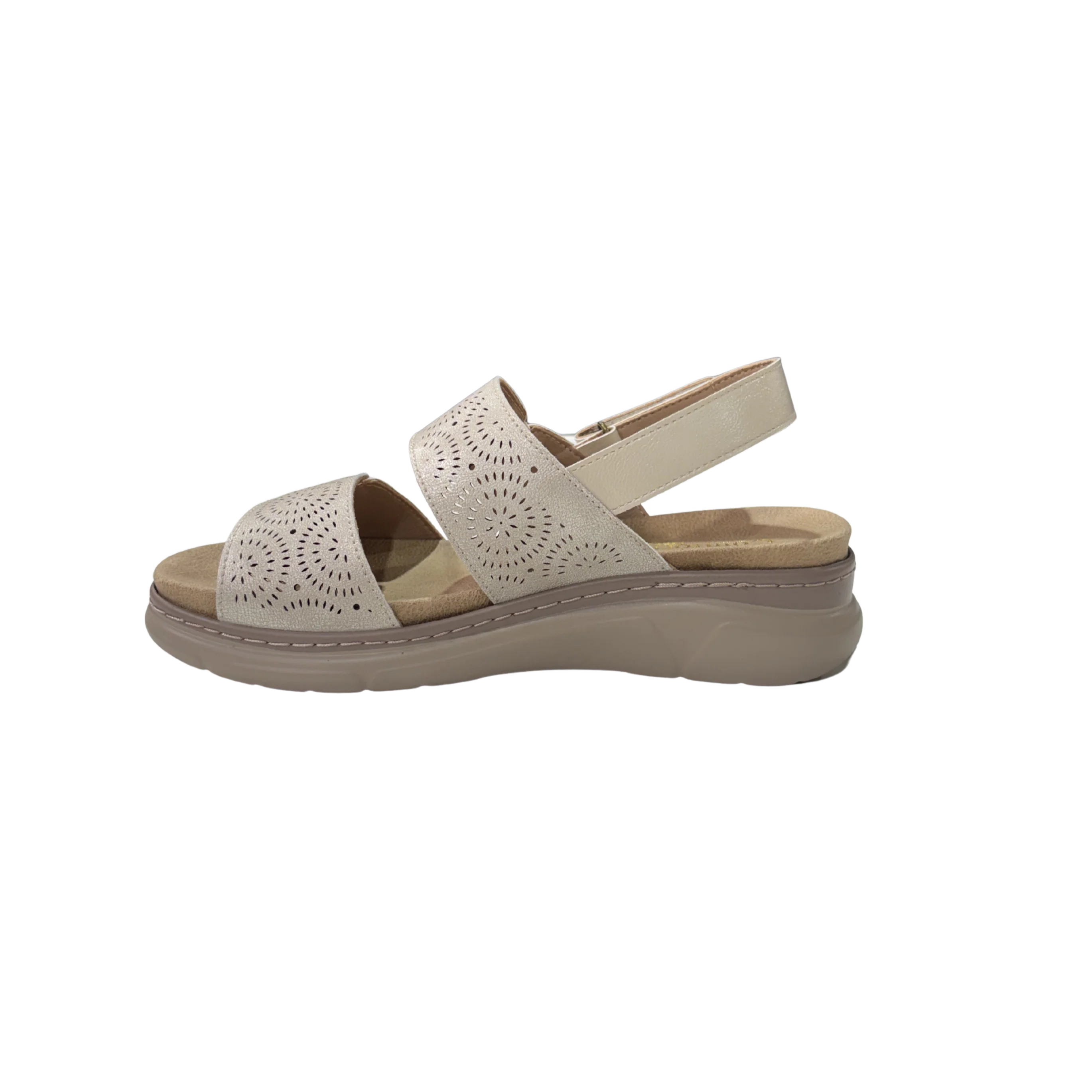 MUJER SANDALIA BEIGE ELASTICO TROQUELADO - Image 4