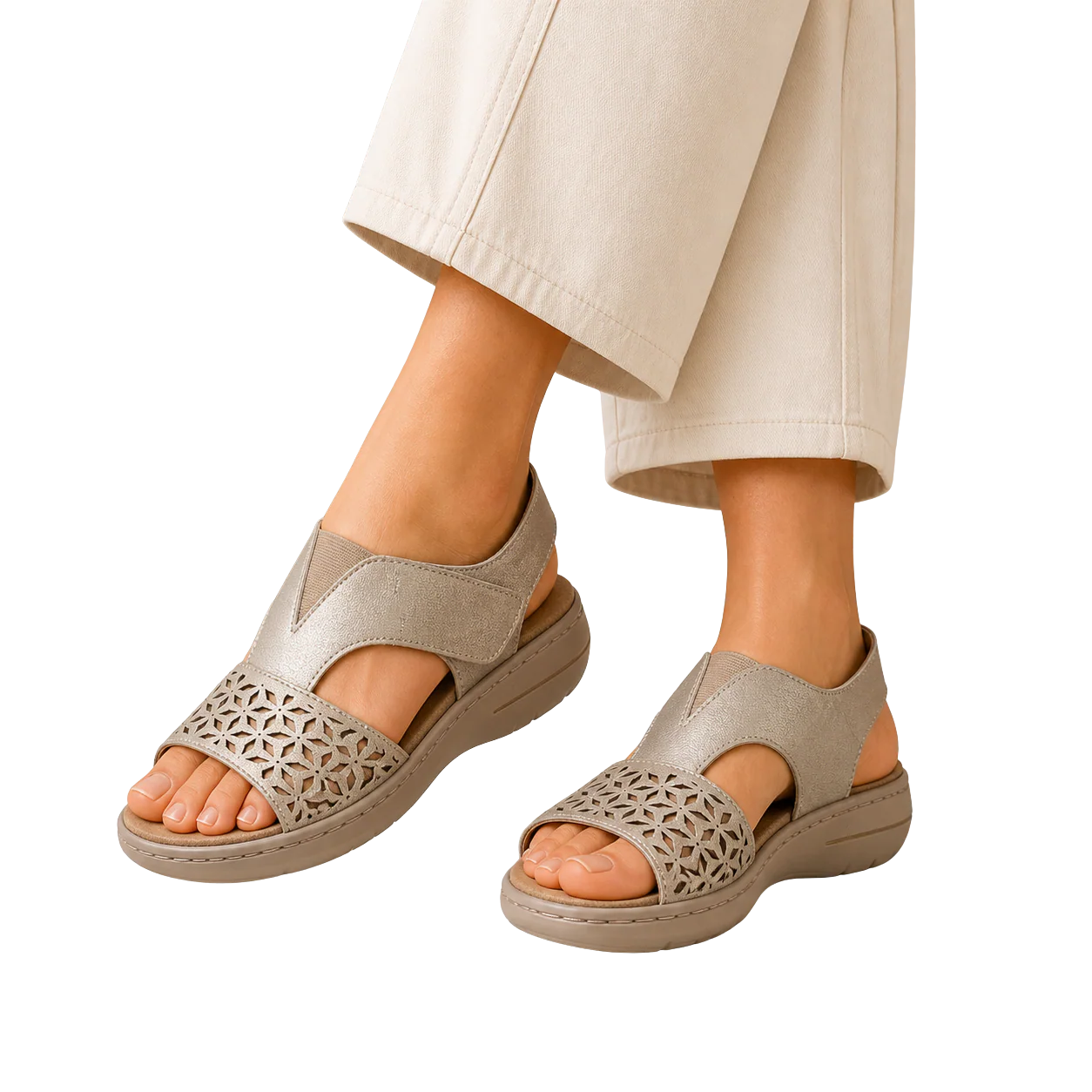 MUJER SANDALIA COMODO  PLATINO MOSAICO