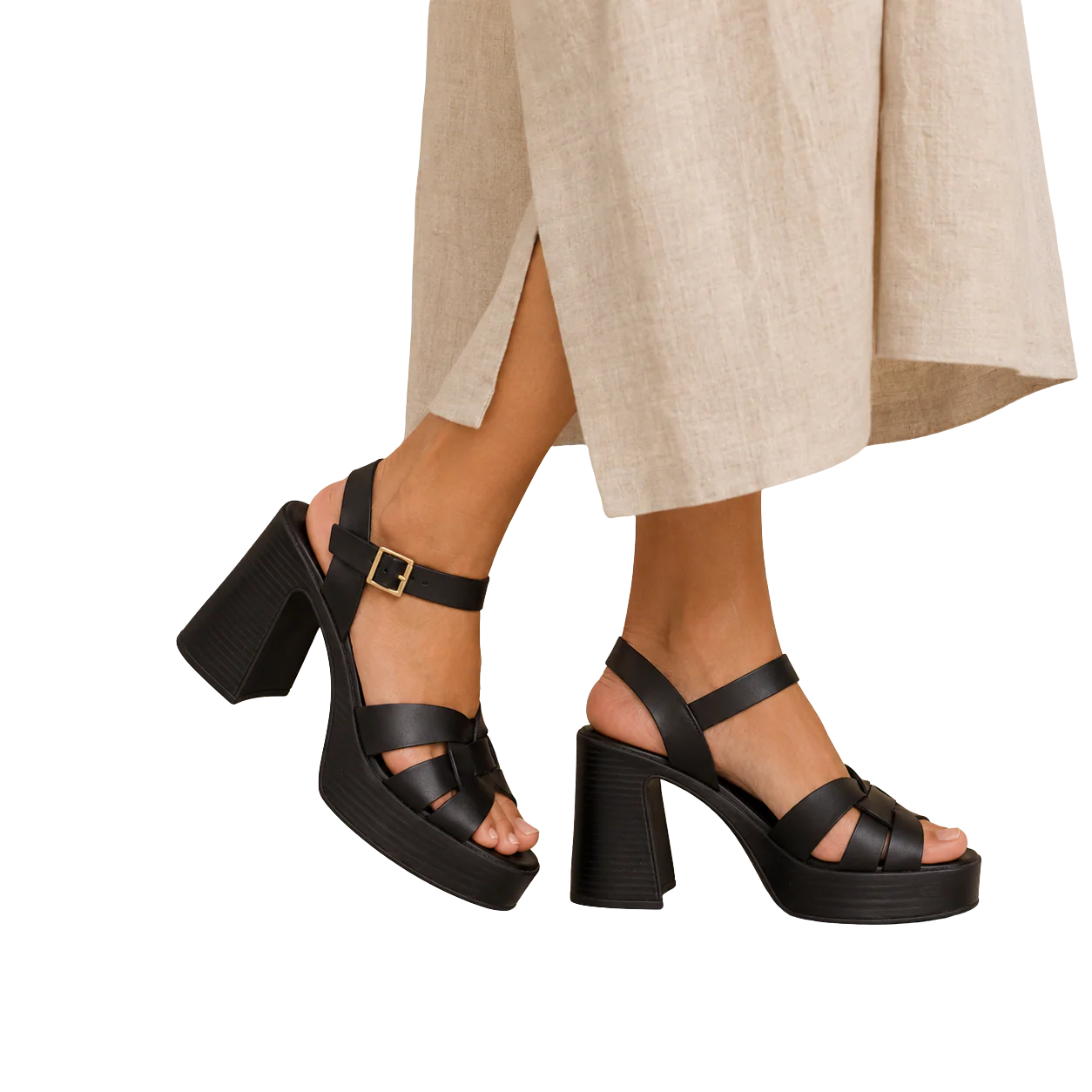MUJER SANDALIA PIEL  TACON ILENA NEGRO
