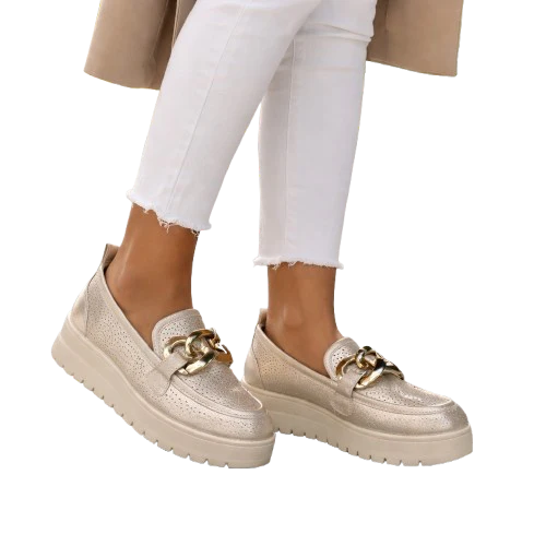 MUJER MOCASIN COMODO GLIDEA PLATINO