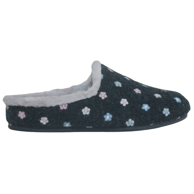 MUJER ZAPATILLAS DE ESTAR POR CASA PICOS FLOWERS (ZUECO RIBETE) MARIN